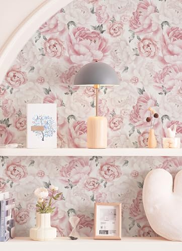 Safiyya Pink Floral Peel and Stick Wall Paper for Bedroom and Bathroom