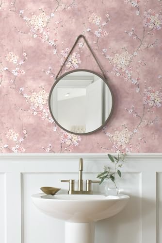 Harry & Grace Dusty Rose Floral Peel and Stick Wallpaper