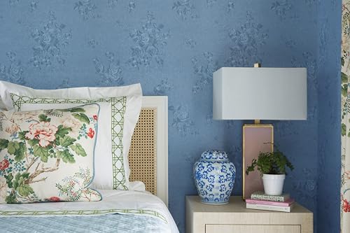 Blue Floral Textured Peel and Stick Wallpaper - 118x17.7 - Removable Self Adhesive for Bedroom Decor