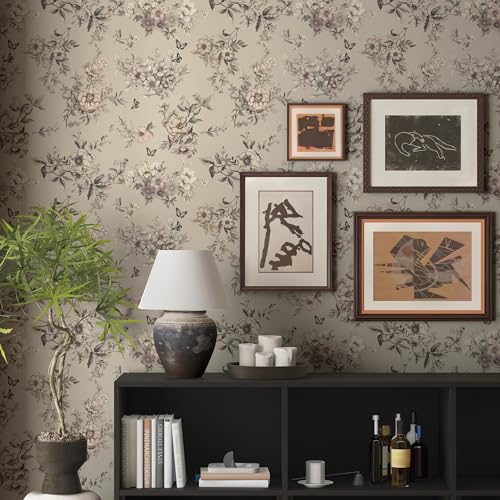 Boho Vintage Floral Peel and Stick Wallpaper - 17.3 x 78.8 Removable Self-Adhesive for Bedroom and Cabinets